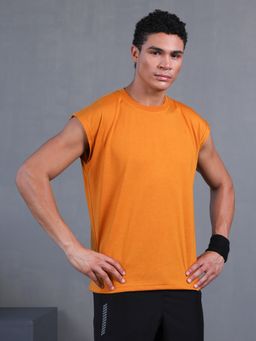 CHKOKKO - Men's Mustard Sleeveless Oversized Tank