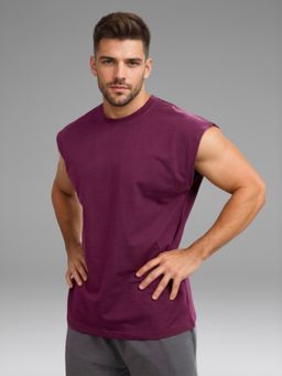 CHKOKKO - Men's Purple Sleeveless Oversized Tank