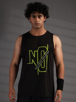 CHKOKKO - Men's Black Sleeveless Dry Fit Graphic Tank