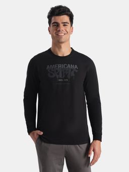 Jockey - US82 Men Super Combed Cotton Printed Round Neck T-Shirt-Black New
