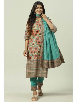 Biba - Green & Multi Floral Printed Kurta (Set of 3)