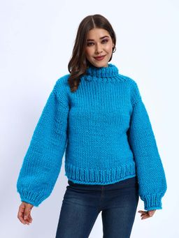 SUGERCANDY - Chunky Blue Handmade Sweater