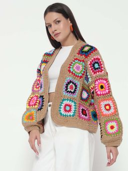 SUGERCANDY - Brown Bohemian Handmade Cardigan