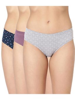 BLOSSOM - Mid Waist with Inner Elastic Semi Bikini Nora Print Multi-Color (Pack of 3)
