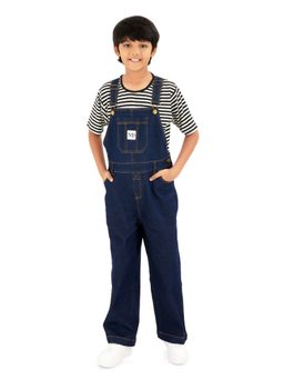 Olele - Vanilla Cotton Solid Sleeveless Dungarees - Blue