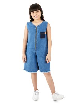 Olele - Richmond Denim Solid Sleeveless Playsuits - Blue