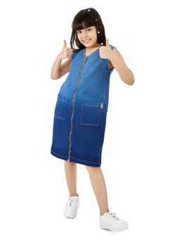 Olele - Atlanta Aline Ombre Metal Zipper Opening Denim Ombre Sleeveless Dresses - Blue