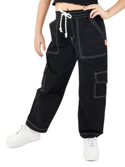 Olele - Girls Camila Cargo Cotton Pant - Black