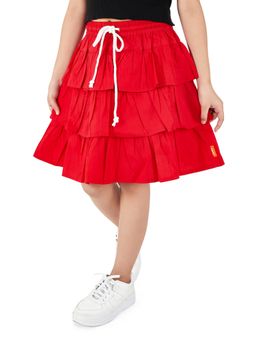 Olele - Girls Roxy Ruffle Cotton Skirt - Red