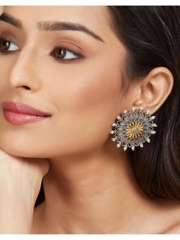 Fabindia - Women Dual Tone Mint Green Stone Stud Earrings