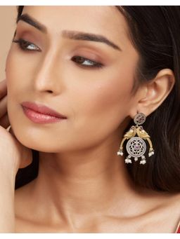 Fabindia - Women Dual Tone Pink Stone Drop Earrings