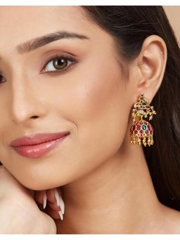 Fabindia - Women Gold Plated Multi-Color Drop Jhumkas