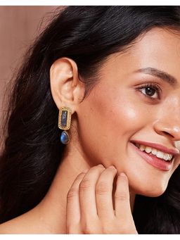 Fabindia - Blue Stone Studded Dangler Earrings