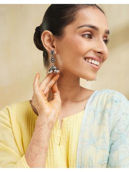 Fabindia - Pink Stone-Pearl Studded Jhumka Earrings