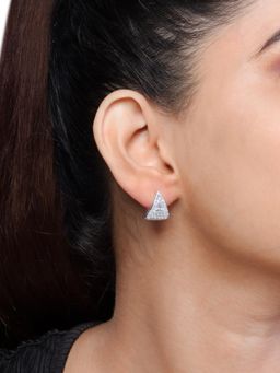 JUPRA - White Stone Studded 925 Sterling Silver Hoop Earrings