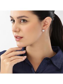 JUPRA - White Stone Heart 925 Sterling Silver Stud Earrings