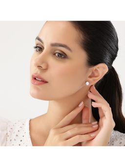 JUPRA - Classic Round Single Solitaire 925 Sterling Silver Stud Earrings