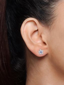 JUPRA - Blue Floral 925 Sterling Silver Stud Earrings