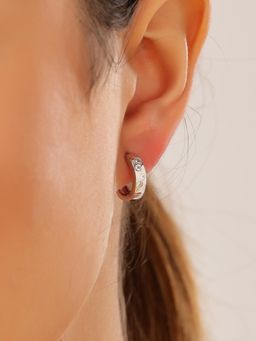 JUPRA - Scattered Stone Studded 925 Sterling Silver Hoop Earrings