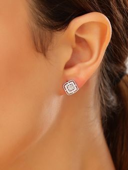 JUPRA - White Square Stone 925 Sterling Silver Stud Earrings