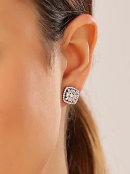 JUPRA - Shimmering Square 925 Sterling Silver Stud Earrings