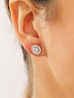 JUPRA - Silver Round Dazzling 925 Sterling Silver Stud Earrings