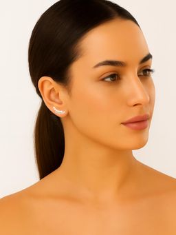 JUPRA - Celestial Arc Ear Climbers 925 Sterling Silver Stud Earrings