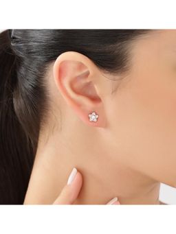 JUPRA - Rose Gold Plated Plum Blossom Flower 925 Sterling Silver Stud Earrings