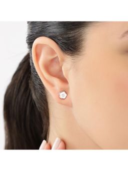 JUPRA - Rose Gold Enamel Floral 925 Sterling Silver Stud Earrings