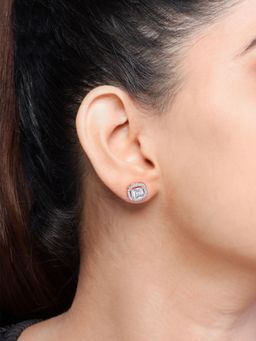 JUPRA - Rose Gold Plated Classic Square Solitaire 925 Sterling Silver Stud 'Earrings