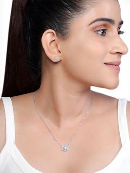 JUPRA - Classic Studded Solitare 925 Sterling Silver Necklace and Earrings Set