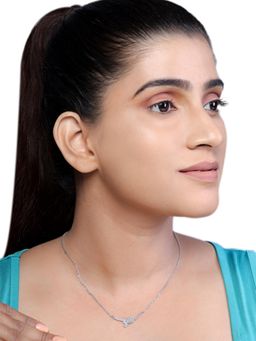 JUPRA - Half Studded Flower 925 Sterling Silver Necklace