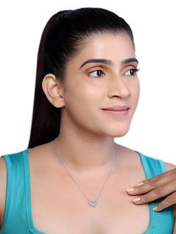 JUPRA - Open Heart Stone Studded 925 Sterling Silver Necklace