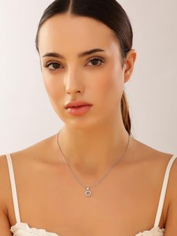 JUPRA - Round Stone Studded Pendent 925 Sterling Silver Necklace