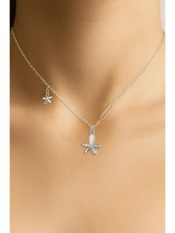 JUPRA - Twin Bloom Daisy 925 Sterling Silver Floral Pendant Necklace