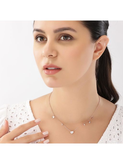 JUPRA Rose Gold Love Solitaire Charm 925 Sterling Silver Necklace