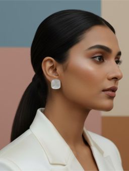 The Bling Girll - Women White Statement Stud Earrings