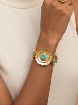 The Bling Girll - Women Gold Plated Turquoise Cuff