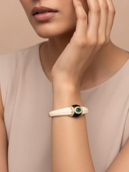 The Bling Girll - Women Gold Plated Green Stone Bracelet