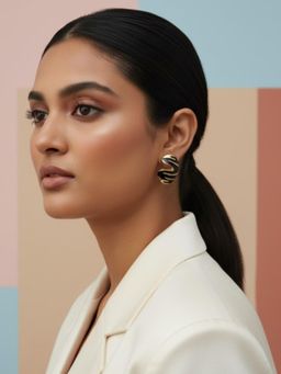 The Bling Girll - Women Gold Plated Black Stud Earrings