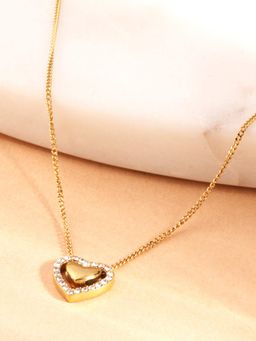 Palmonas - Ruby Studded Open Heart Pendant Necklace