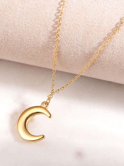 Palmonas - Golden Crescent Moon Drape Pendant Necklace