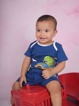 Bontots - Boys Navy Blue Printed T-Shirt