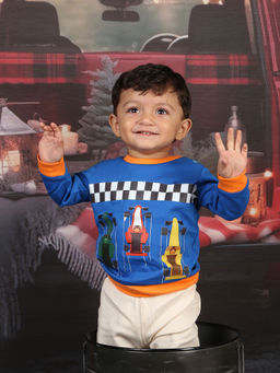 Bontots - Boys Navy Blue Printed Sweatshirt