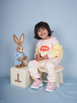Bontots - Girls Peach Printed Sweatshirt