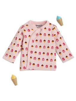 Bontots - Girls Pink Printed Jhabla