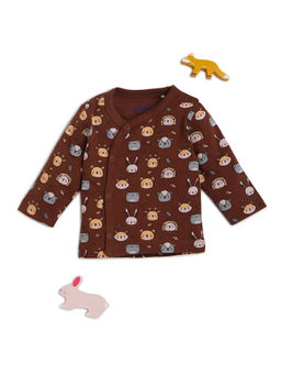 Bontots - Boys Brown Printed Jhabla