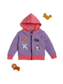Bontots - Girls Purple Printed Hoodies