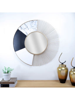 HomeTown - Glamor Iron Mirror In Black And White Colour