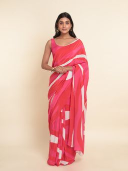 Suta - Pink Printed Liva Saree